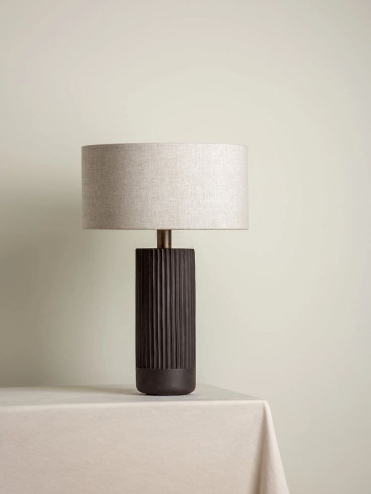 Chocolate Ribbed Concrete Lamp